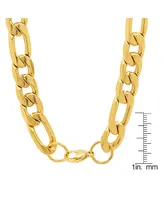 Steeltime Men's 18k gold Plated Stainless Steel Accented 10mm Figaro Chain Link 24" Necklaces