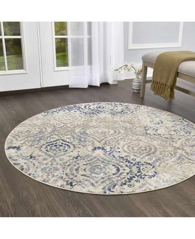 Global Rug Designs Barstow BAR01 Ivory 5'2" Round Area Rug