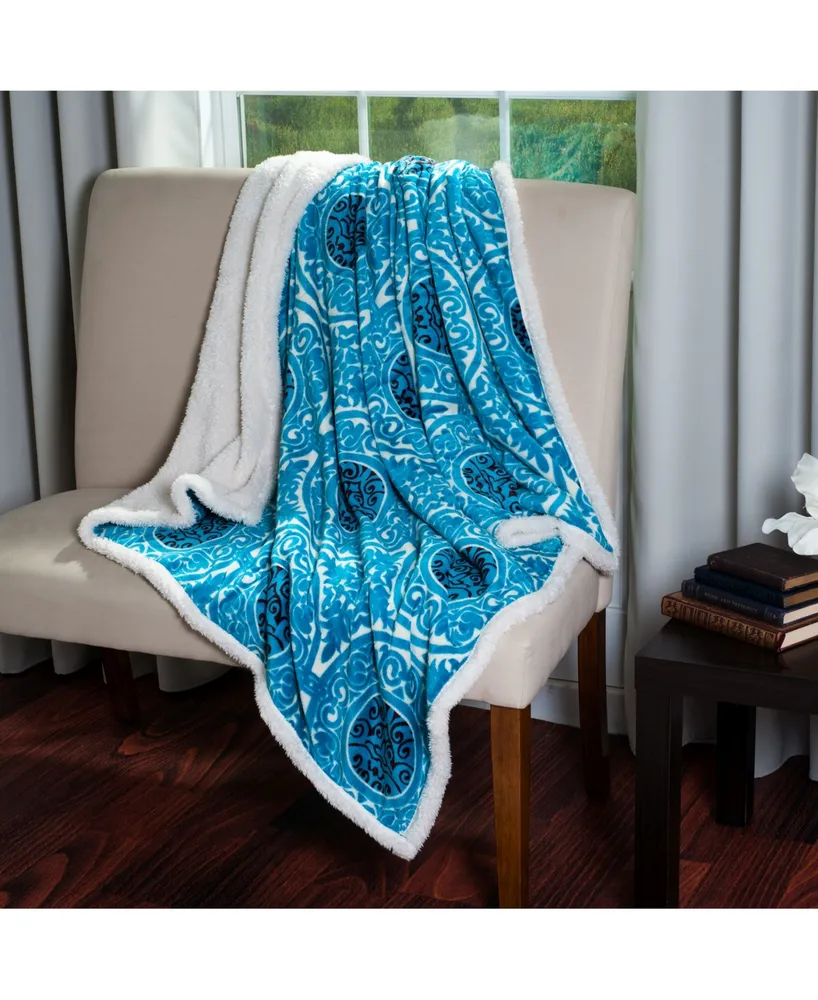 Baldwin Home Printed Coral Soft Fleece Sherpa Throw Blanket