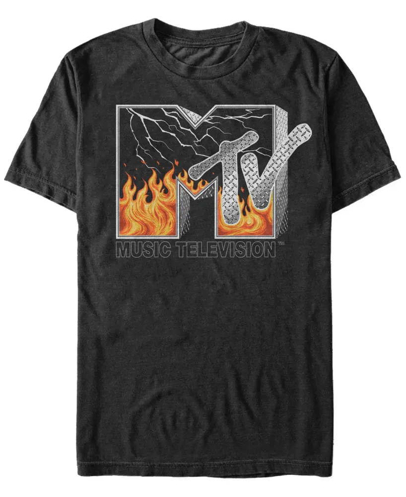 Mtv Men's Fire And Lightening Logo Short Sleeve T-Shirt