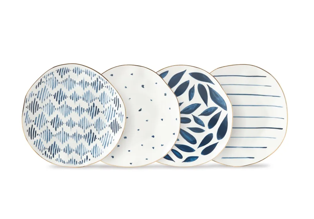 Lenox Blue Bay Assorted Porcelain Dessert Plates, Set of 4