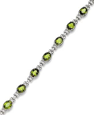 Sterling Silver Bracelet, Peridot Oval Link Bracelet (12 ct. t.w.)