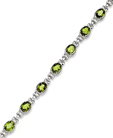 Sterling Silver Bracelet, Peridot Oval Link Bracelet (12 ct. t.w.)