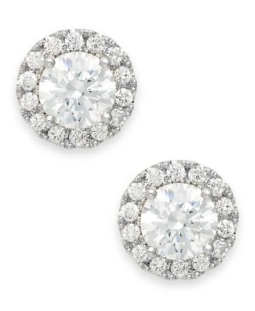 Diamond Round Halo Stud Earrings In 14k White Gold 1 3 1 Ct. T.W.