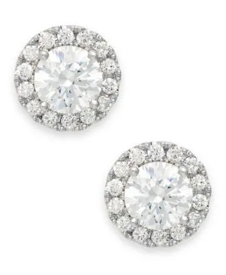 Diamond Round Halo Stud Earrings In 14k White Gold 1 3 1 Ct. T.W.