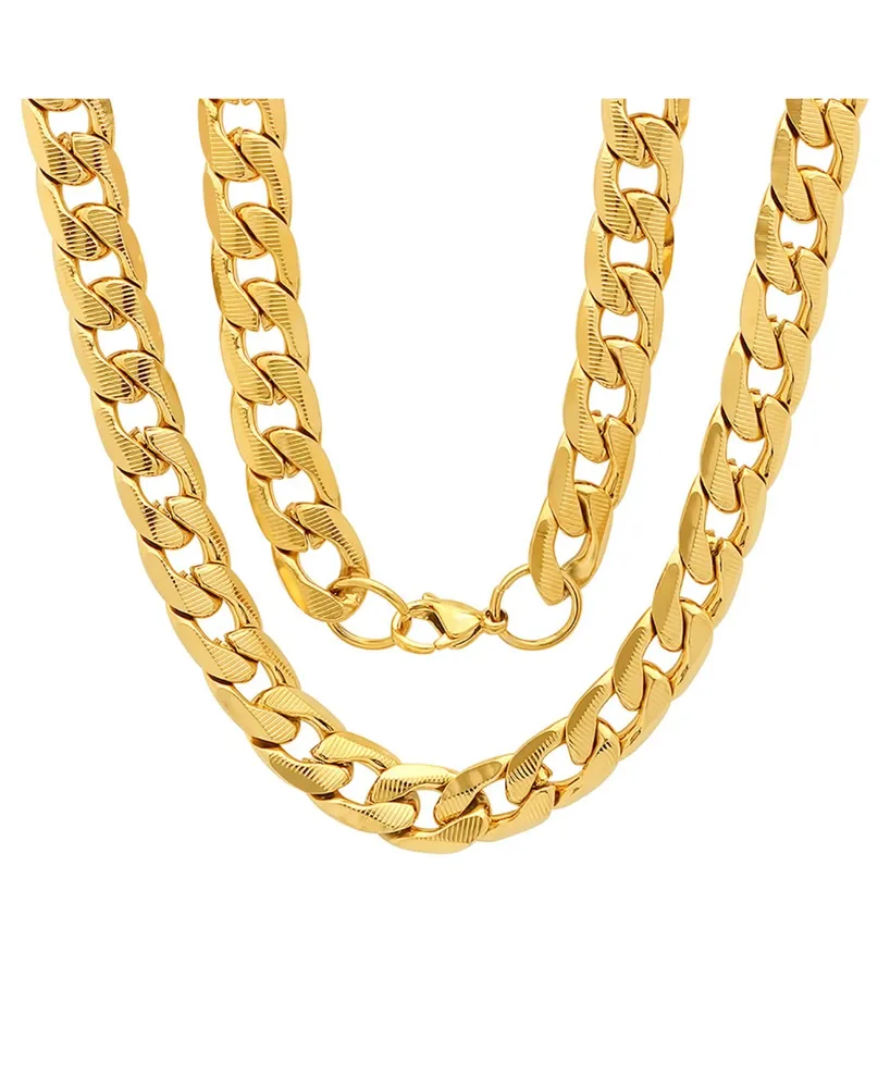 Steeltime Men's 18k gold Plated Stainless Steel Accented 6mm Cuban Chain 24" Necklaces