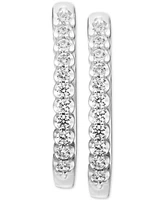 Diamond Small Hoop Earrings (1/2 ct. t.w.) in 10k White Gold (Also available in 10k Yellow Gold), .95"