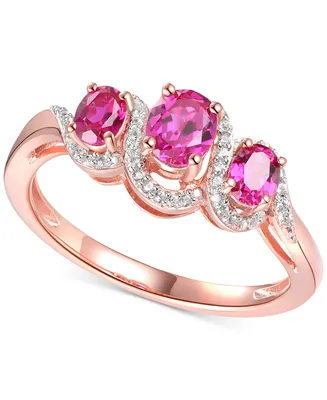 Ruby (3/4 ct. t.w.) & Diamond (1/10 ct. t.w) Statement Ring in 14k Rose Gold Over Sterling Silver