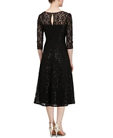 Sl Fashions 3/4-Sleeve Sequin Lace Dress