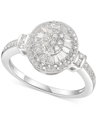 Diamond Oval Starburst Cluster Ring (1/2 ct. t.w.) 14k White, Yellow or Rose Gold