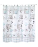 Avanti Farmhouse Shell Printed Shower Curtain, 72" x 72"