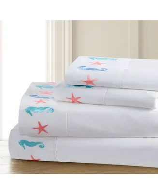 Universal Home Fashions Seaside Resort Under The Sea Embroidered Sheet Set Twin