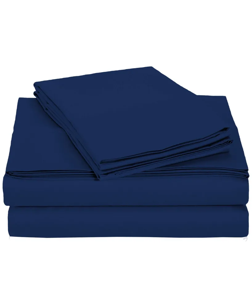 Universal Home Fashions University 4 Piece Navy Solid Twin Xl Sheet Set