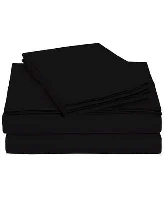 Universal Home Fashions University 4 Piece Black Solid Twin Xl Sheet Set