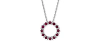 Ruby (1-1/5 ct. t.w.) & White Topaz (1/10 ct. t.w.) Circle 18" Pendant Necklace in Sterling Silver