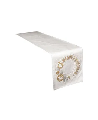 Manor Luxe Ornament Wreath Christmas Table Runner, 13.5" x 72"