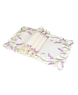 Xia Home Fashions Lavender Lace Embroidered Cutwork Placemats, 13" x 19", Set of 4