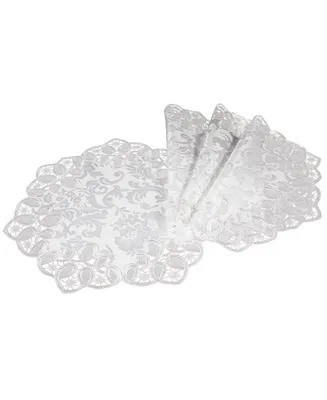 Xia Home Fashions Antebella Lace Embroidered Cutwork Round Placemats, 15" Round, Set of 4