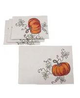 Manor Luxe Rustic Pumpkin Crewel Embroidered Fall Placemats