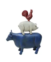 12" Patriotic Stacked Farm Animals Outdoor Garden Statue