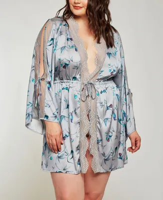 iCollection Plus Hummingbird Print Robe Lingerie, Online Only