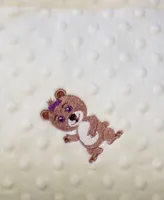 Lil' Cub Hub Minky Baby Girl Blanket With Embroidered Girl Bear