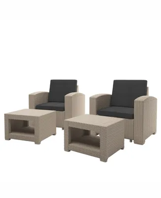 Corliving Distribution Adelaide 4 Piece All-Weather Chair and Ottoman Patio Set