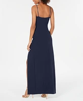 Emerald Sundae Juniors' High-Slit Gown