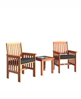 Corliving Distribution Miramar 3 Piece Hardwood Outdoor Chair and Side Table Set