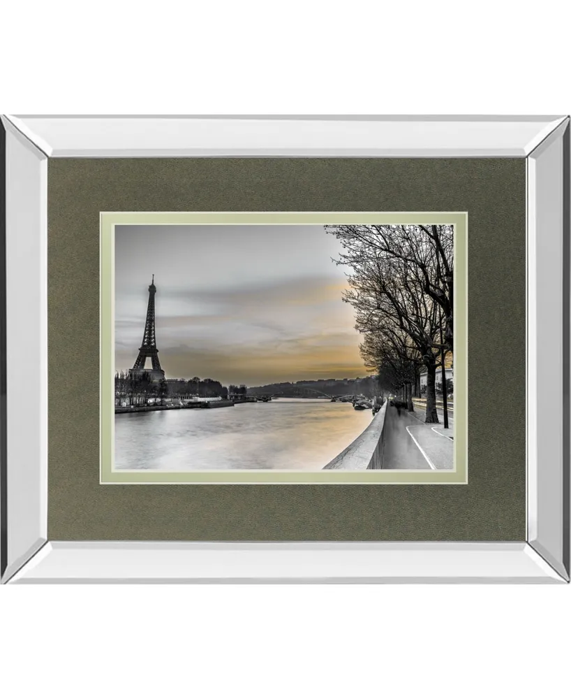 Classy Art River Seine and The Eiffel Tower by Assaf Frank Mirror Framed Print Wall Art - 34" x 40"