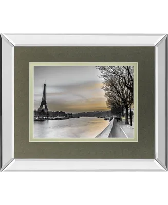 Classy Art River Seine and The Eiffel Tower by Assaf Frank Mirror Framed Print Wall Art - 34" x 40"