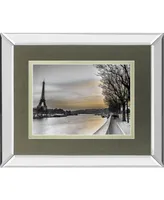 Classy Art River Seine and The Eiffel Tower by Assaf Frank Mirror Framed Print Wall Art - 34" x 40"