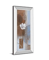 Classy Art White Flower I Mirror Framed Print Wall Art - 18" x 42"