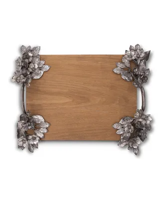 Vagabond House Pewter Bee and Flower Hardwood Serving Tray