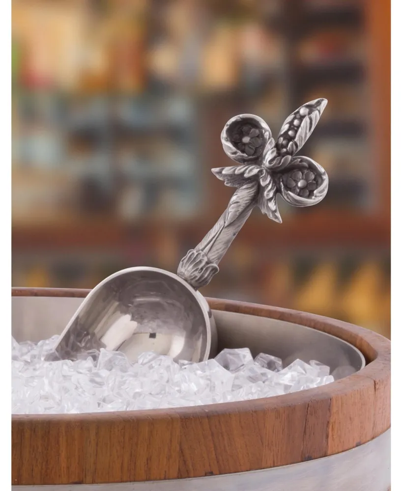 Vagabond House Stainless Steel Ice, Utility Scoop with Solid Pewter "Fleur De Lis" Handle