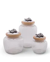 Arthur Court Canister Glass for Kitchen with Rubber Airtight Seal for Food Storage Grape Pattern Knob