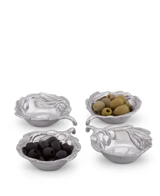 Arthur Court Sand-Cast Aluminum, Set of 4 Olive Pattern Sauce Bowls