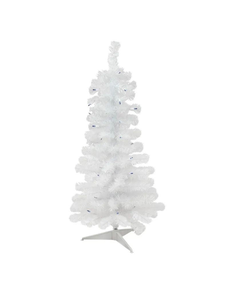 Northlight 4' Pre-Lit White Pine Slim Artificial Christmas Tree - Blue Lights
