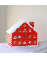 Northlight 10.25" Red and White Advent House with Chimney Storage Box