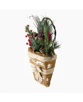 Northlight 13.5" Artificial Frosted Pine Needles and Pine Cones Hanging Christmas Basket Decoration