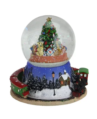 Northlight 6.5" Christmas Tree and Train Revolving Musical Glitterdome Decoration