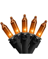 Northlight Set of 100 Orange Mini Christmas Lights 2.5" Spacing - Black Wire