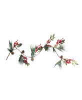 Northlight 54" Snow Dusted Pine Cones Berries and Long Pine Needles Artificial Christmas Garland - Unlit