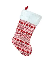 Northlight Heart and Snowflake Knit Christmas Stocking with Plush Cuff