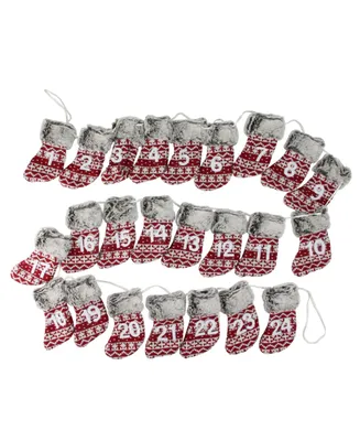 Northlight 94" Red White and Brown Countdown Christmas Stocking Garland - Unlit