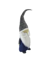 Northlight 27.5" Blue Elegant Standing Blushing Santa Gnome Tabletop Decoration