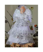 Northlight 16" Lighted Fiber Optic Angel in Silver Sequined Gown Christmas Tree Topper