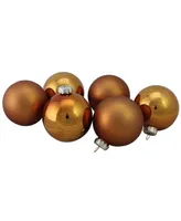 Northlight 6-Piece Shiny and Matte Copper Glass Ball Christmas Ornament Set 3.25" 80mm