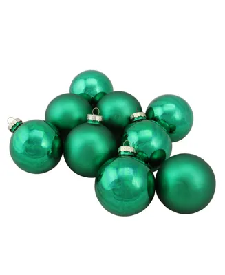 Northlight 9-Piece Shiny and Matte Green Glass Ball Christmas Ornament Set 2.5" 65mm