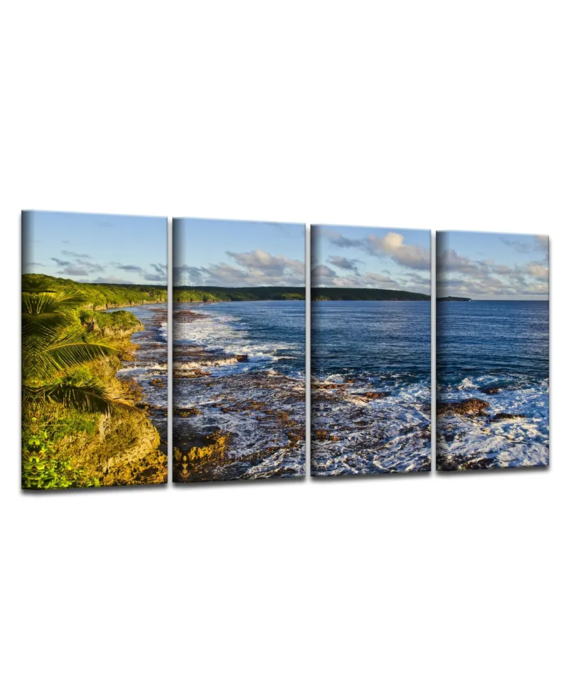 Ready2HangArt Breakaway 4 Piece Wrapped Canvas Coastal Wall Art Set, 20" x 48"